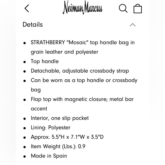 NWT STRATHBERRY Mosaic Nano Leather Top-Handle Bag Tan with Vanilla Stitch - Picture 15 of 15